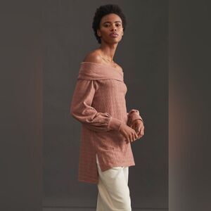 Anthropologie Copper Textured Micro Cable Knit OTS Pullover Sweater Size XS NWT